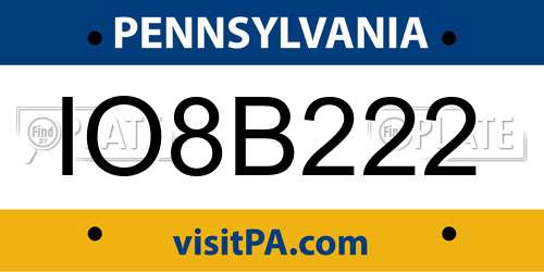 IO8B222 Pennsylvania License Plate