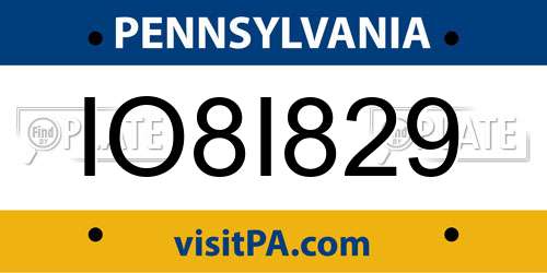 IO8I829 Pennsylvania License Plate