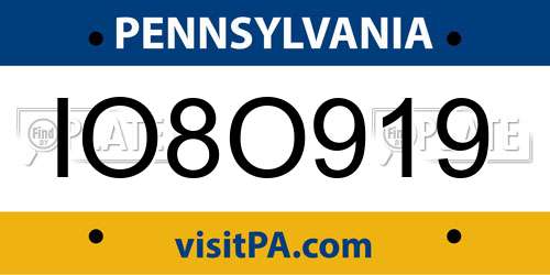 IO8O919 Pennsylvania License Plate