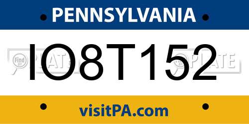 IO8T152 Pennsylvania License Plate