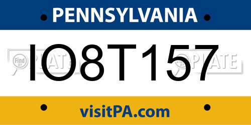 IO8T157 Pennsylvania License Plate