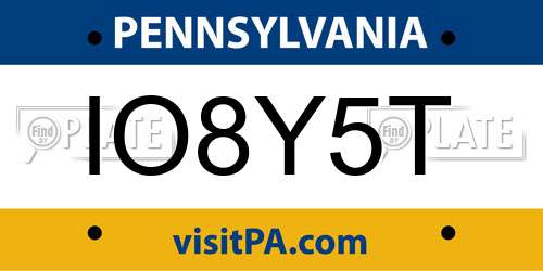 IO8Y5T Pennsylvania License Plate
