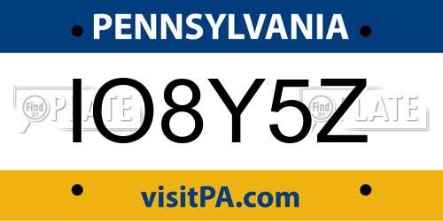 IO8Y5Z Pennsylvania License Plate
