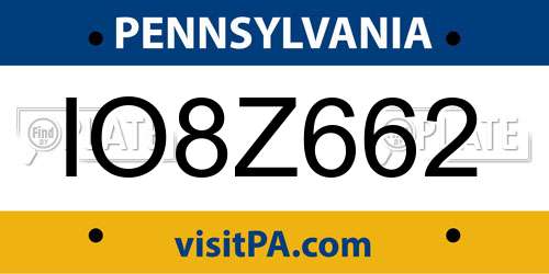 IO8Z662 Pennsylvania License Plate