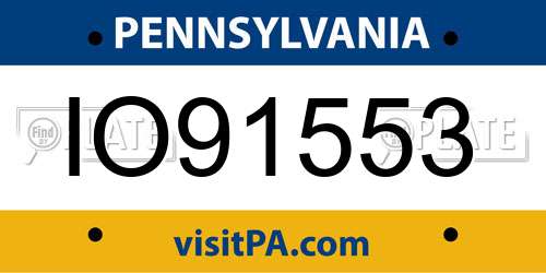IO91553 Pennsylvania License Plate