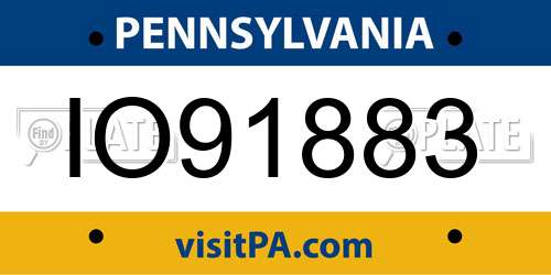 IO91883 Pennsylvania License Plate