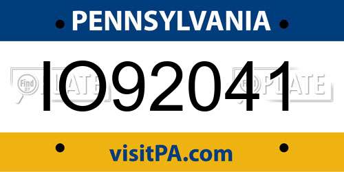 IO92041 Pennsylvania License Plate