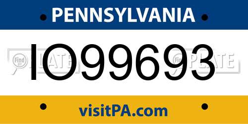 IO99693 Pennsylvania License Plate