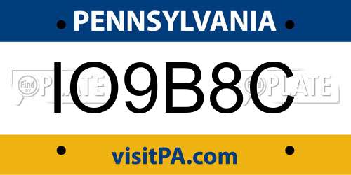 IO9B8C Pennsylvania License Plate