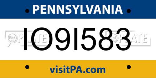 IO9I583 Pennsylvania License Plate