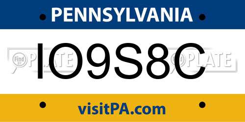 IO9S8C Pennsylvania License Plate