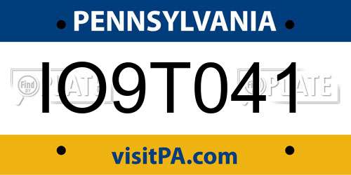 IO9T041 Pennsylvania License Plate