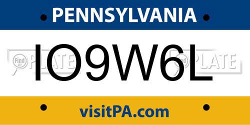 IO9W6L Pennsylvania License Plate