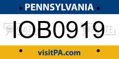 IOB0919 Pennsylvania License Plate