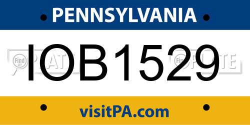 IOB1529 Pennsylvania License Plate
