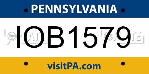 IOB1579 Pennsylvania License Plate