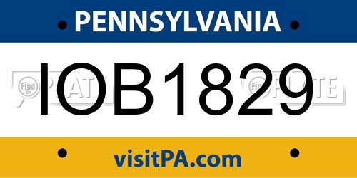 IOB1829 Pennsylvania License Plate