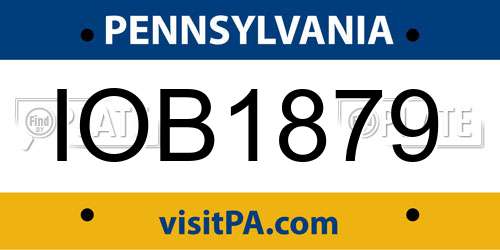 IOB1879 Pennsylvania License Plate