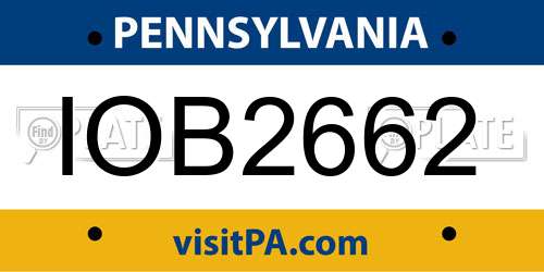 IOB2662 Pennsylvania License Plate
