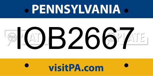 IOB2667 Pennsylvania License Plate