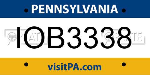 IOB3338 Pennsylvania License Plate