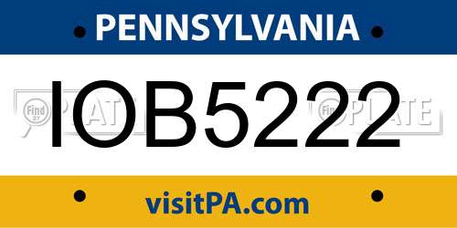 IOB5222 Pennsylvania License Plate