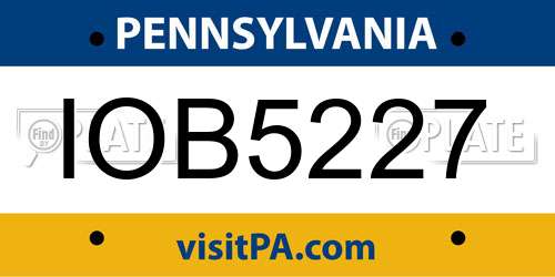 IOB5227 Pennsylvania License Plate