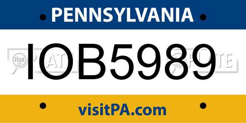 IOB5989 Pennsylvania License Plate