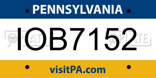 IOB7152 Pennsylvania License Plate
