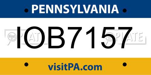 IOB7157 Pennsylvania License Plate