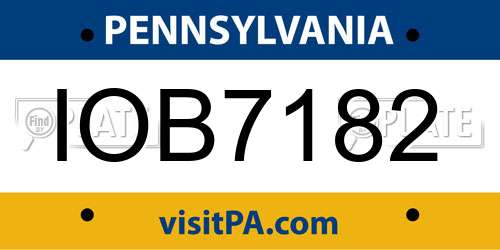 IOB7182 Pennsylvania License Plate