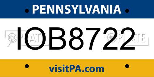 IOB8722 Pennsylvania License Plate