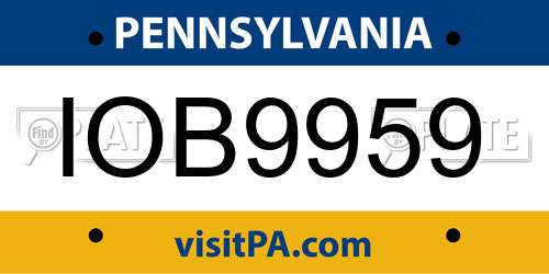 IOB9959 Pennsylvania License Plate