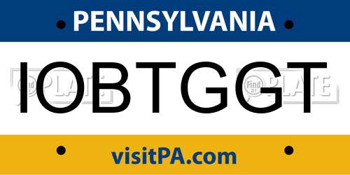 IOBTGGT Pennsylvania License Plate