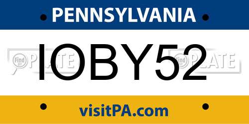 IOBY52 Pennsylvania License Plate