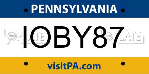 IOBY87 Pennsylvania License Plate