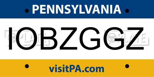 IOBZGGZ Pennsylvania License Plate