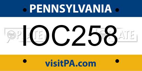 IOC258 Pennsylvania License Plate