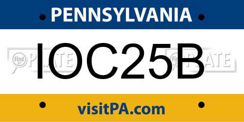 IOC25B Pennsylvania License Plate