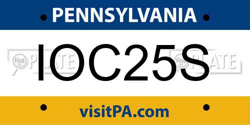 IOC25S Pennsylvania License Plate