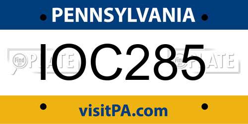 IOC285 Pennsylvania License Plate