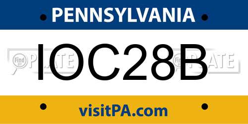 IOC28B Pennsylvania License Plate
