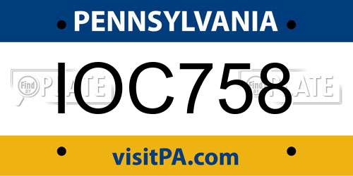 IOC758 Pennsylvania License Plate