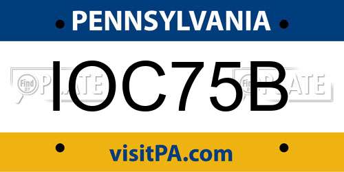 IOC75B Pennsylvania License Plate