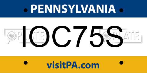 IOC75S Pennsylvania License Plate