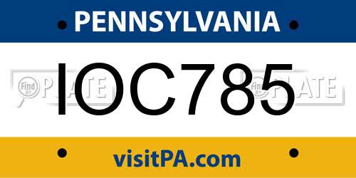 IOC785 Pennsylvania License Plate