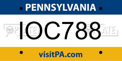 IOC788 Pennsylvania License Plate