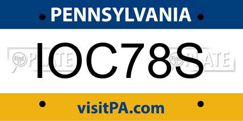 IOC78S Pennsylvania License Plate