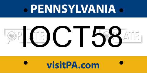IOCT58 Pennsylvania License Plate