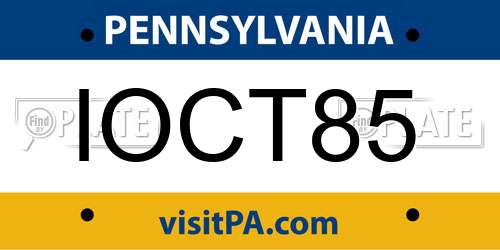 IOCT85 Pennsylvania License Plate